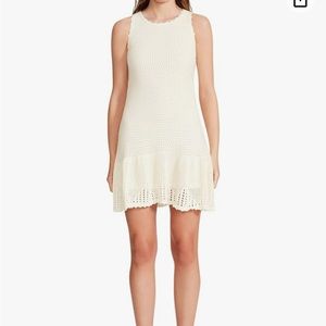 NWT BB DAKOTA Crocheted Knit mini Dress - ivory - size large